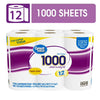 Great Value 1000 Sheets per Roll Toilet Paper, 12 Rolls, Compare to Scott® 1000 Sheets Bath Tissue