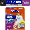 Hefty Ultra Strong 13 gallon Trash Bags, Tall Kitchen Trash Bags, White, Fabuloso Scent, 80 Bags