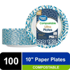 Great Value Ultra Compostable Disposable Paper Plates, 10", Multi-Color, 100 Count