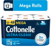 Cottonelle Ultra Clean Toilet Paper, Strong Toilet Tissue, 12 Mega Rolls
